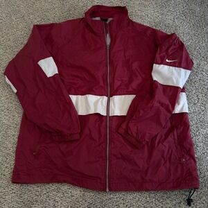 Nike Team Mens XXL Maroon White Full Zip Mesh Lined Windbreaker Jacket Athletic